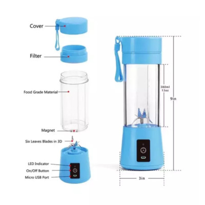 Portable & Rechargeable Battery Juice Blender380ml in Blue,Pink&Green usb charge