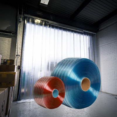 2mm Thick x 200mm Wide PVC Strip Curtain Set with Hanging rail