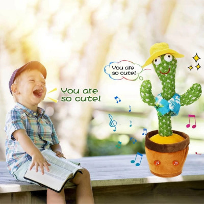 Dancing Recording Glowing & Singing Cactus Kids Plush Toy USB Charger