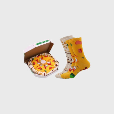 One Size 4 Pairs Pizza Socks Box Unisex Novelty Socks for Men Women Kids