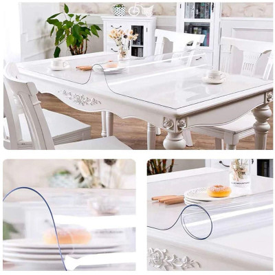 100mm Wide x 2mm Thick  Clear Plastic Table Cloth Cover Wipeable PVC Waterproof Table Protector