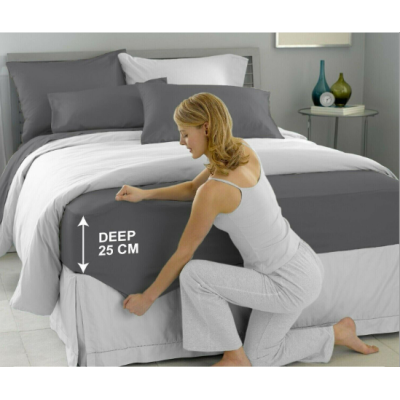 Fitted Sheet Super Soft Easy Care Polycotton Bed Linen with 25CM Depth Luxury Bedding Bedsheet