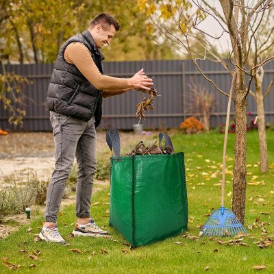 120L Heavy Duty Garden Waste Bags – 45x45x60cm Premium Industrial Fabric Reusable Green Waste Sacks with Reinforced Handles