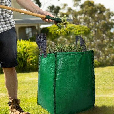 120L Heavy Duty Garden Waste Bags – 45x45x60cm Premium Industrial Fabric Reusable Green Waste Sacks with Reinforced Handles