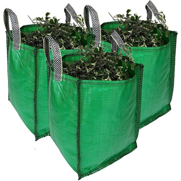 120L Heavy Duty Garden Waste Bags – 45x45x60cm Premium Industrial Fabric Reusable Green Waste Sacks with Reinforced Handles