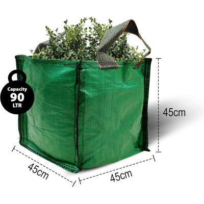 90L Garden Waste Bags – Heavy Duty Premium Green Waste Sacks | Industrial Fabric Handles | Reusable Garden Refuse Bag